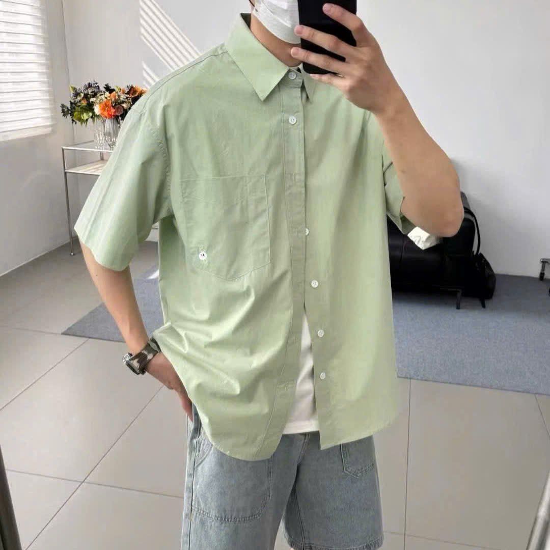 [ẢNH THẬT] Sơ Mi Ngắn Tay Nam Hàn Quốc Túi Ngực 383 