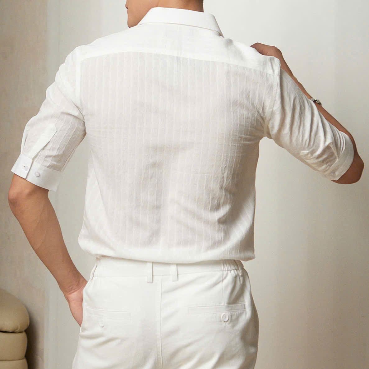  [ẢNH THẬT] Sơ Mi Ngắn Tay Nam AKUBA Vân Sọc 25 