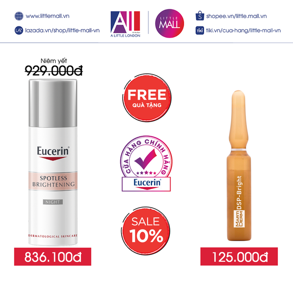 Kem dưỡng trắng Eucerin spotless brightening night 50ml TẶNG tinh chất DSP Martiderm (Nhập khẩu)