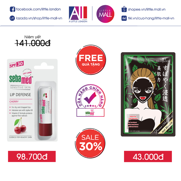 Son dưỡng bảo vệ môi có màu Sebamed pH5.5 Sensitive Skin Lip Defense Cherry 4.8g (Nhập khẩu)