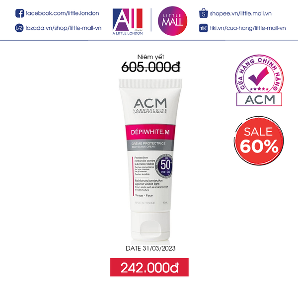 Kem chống nắng ngừa nám ACM Depiwhite.M Protective Cream SPF50+ 40ml (Nhập Khẩu)