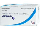 Vertiko Betahistine Dihydrochlorid Tablets 24mg Zydus Cadila (H/100v) (viên nén)