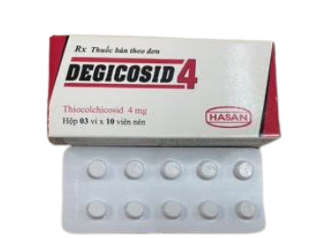 BAO BÌ THUỐC DEGICOSID 4 MG HASAN VỚI 30 VIÊN NÉN TRÒN DÙNG ĐIỀU TRỊ CO CỨNG CƠ