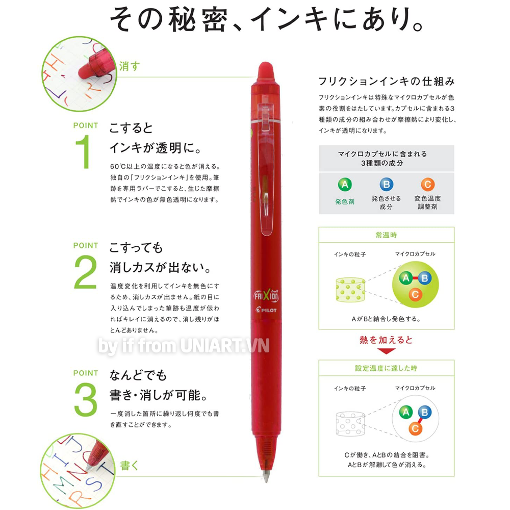  Bộ 3 bút bi xóa được PILOT Frixion Japan 0.7mm 