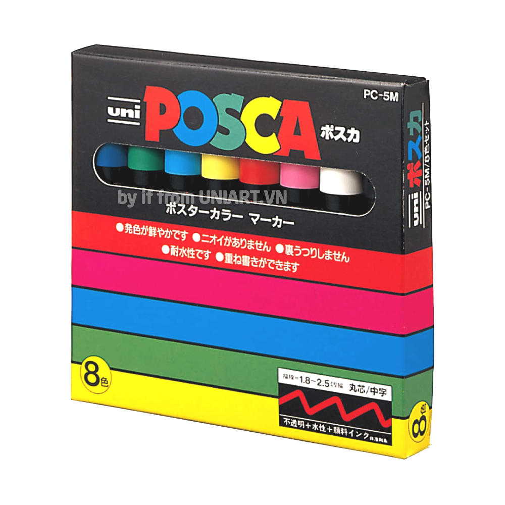  Bút vẽ Uniball POSCA Paint PC-5M8C Basic 