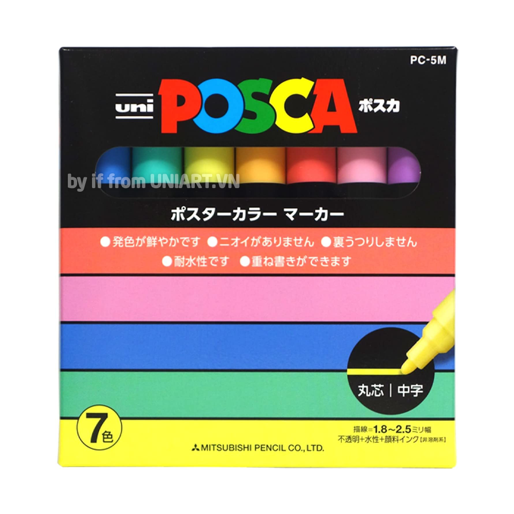 Bút vẽ Uniball POSCA Paint PC-5M7C Pastel 