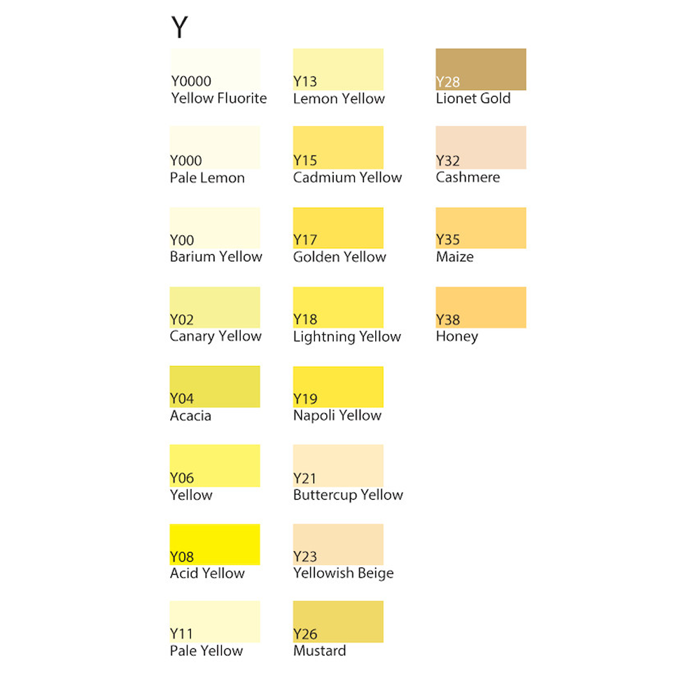  Copic Ink Yellow ( Y ) series 