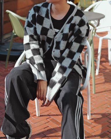  ÁO CARDIGAN 65103 CARÔ ĐEN 