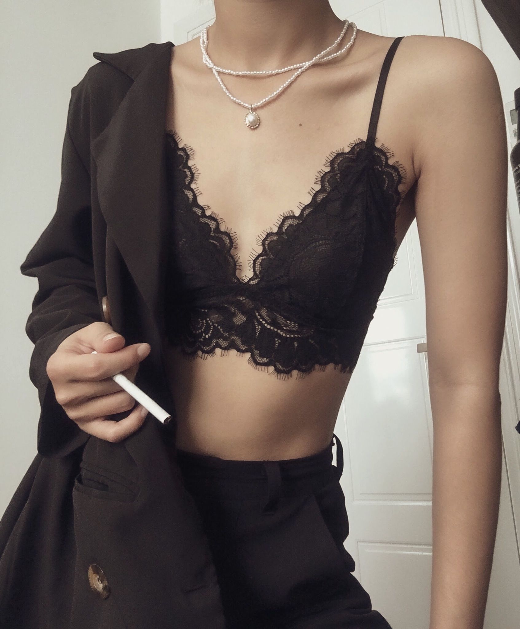 Black Rose Lace Croptop