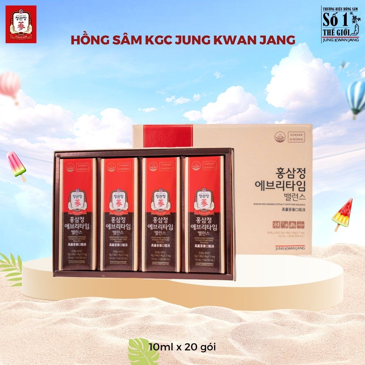  Tinh Chất Hồng Sâm Pha Sẵn KGC Extract Everytime Balance 10ml x 20 Gói 