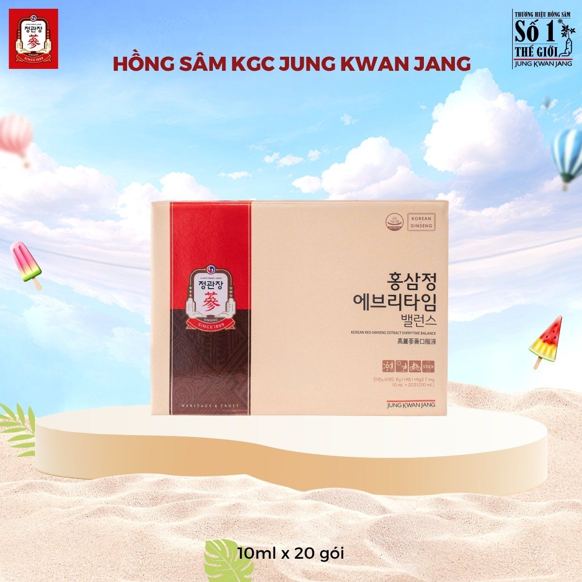  Tinh Chất Hồng Sâm Pha Sẵn KGC Extract Everytime Balance 10ml x 20 Gói 