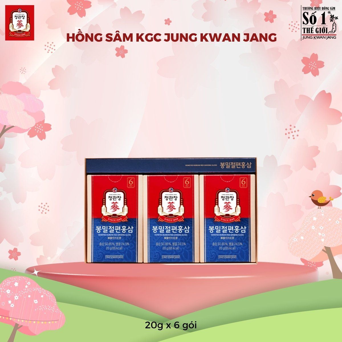  Hồng Sâm Lát Tẩm Mật Ong KGC Honeyed Slices 20g x 6 Hộp 