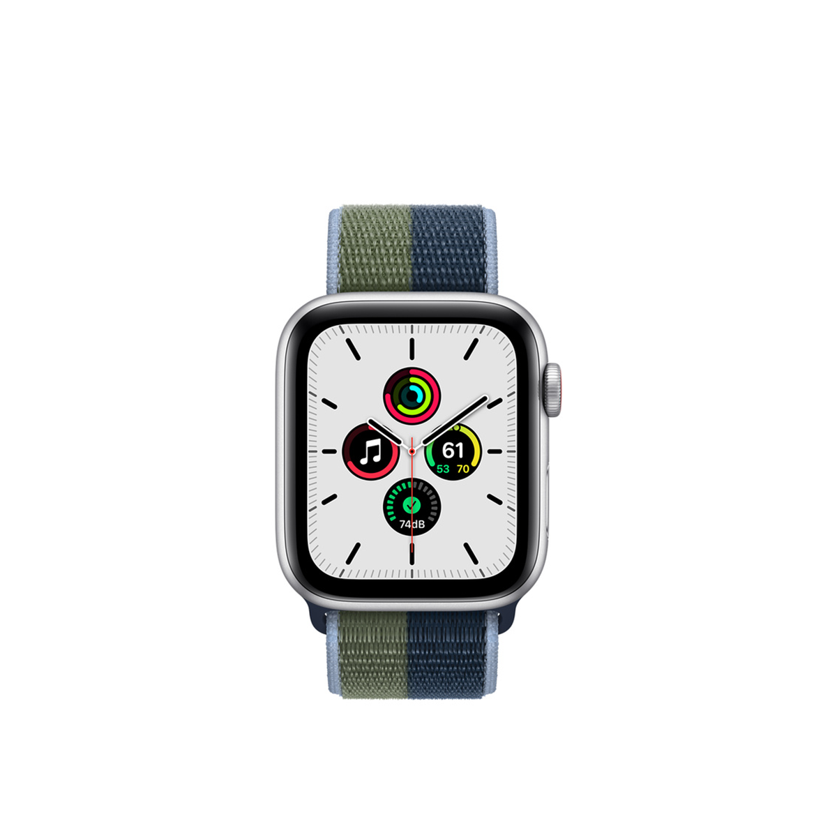 Apple Watch SE GPS + Cellular  Silver Aluminium Case with Abyss Blue/Moss Green Sport Loop Chính Hãng VN/A 