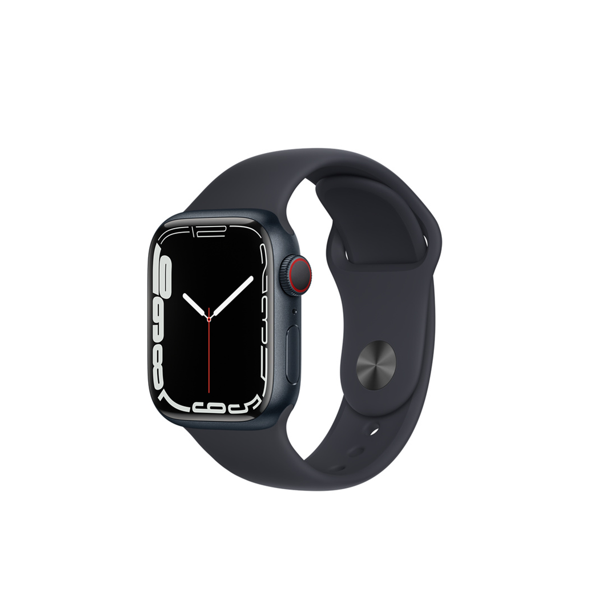  Apple Watch Series 7 GPS + Cellular, Midnight Aluminium Case with Midnight Sport Band - Regular 