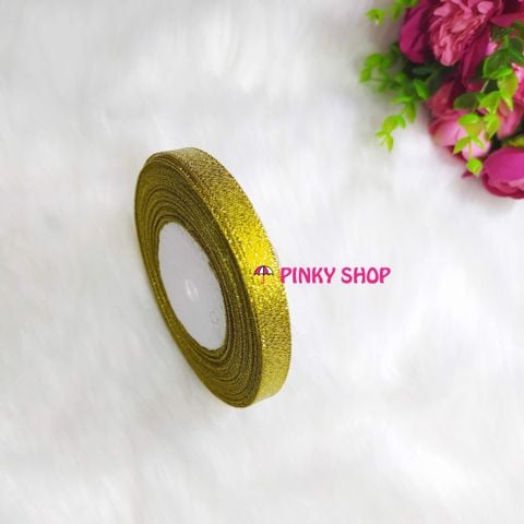 Ruy băng, dây ruy băng kim tuyến Pinky Shop1 cm (còn gọi là ruy băng 1 phân, 1p, có bề rộng 1 cm) màu vàng mã RB1V1