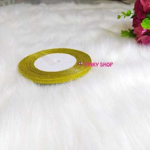 Ruy băng, dây ruy băng kim tuyến Pinky Shop 0,5 cm (còn gọi là ruy băng 0,5 phân, 0,5p, có bề rộng 0,5 cm) màu vàng mã RB05V1