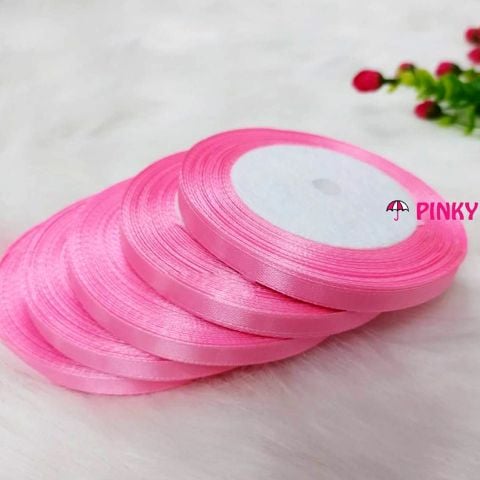 Ruy băng, dây ruy băng lụa trơn Pinky Shop 0.5cm (còn gọi là ruy băng 0.5 phân, 0.5p, có bề rộng 0.5 cm) màu hồng nhạt 3 Mã RB05LHN3