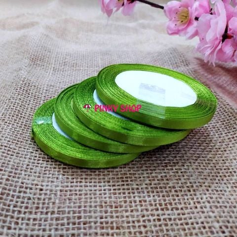 Ruy băng, dây ruy băng lụa trơn Pinky Shop 0.5cm (còn gọi là ruy băng 0.5 phân, 0.5p, có bề rộng 0.5 cm) màu xanh lá  mẫu số 2 Mã RB05LXL2