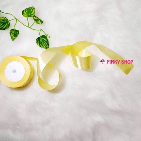Ruy băng, dây ruy băng lụa màu vàng kem Pinky Shop 4 cm (còn gọi là ruy băng 4 phân, 4p, có bề rộng 4 cm) Mã RBLVK14