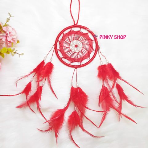 Dreamcatcher handmade màu đỏ 5 kiểu đan lưới rẻ quạt - Mã DRĐR5