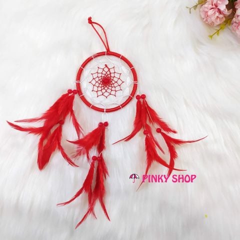 Dreamcatcher handmade màu đỏ 7 kiểu đan lưới rẻ quạt - Mã DRĐR7