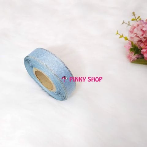 Ruy băng, dây ruy băng kim tuyến Pinky Shop 2cm (còn gọi là ruy băng 2 phân, 2p, có bề rộng 2 cm) màu xanh dương nhạt Mã RBKTXN1