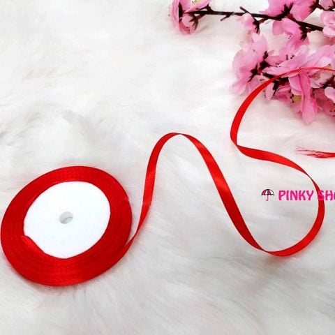 Ruy băng, dây ruy băng lụa trơn Pinky Shop 0.5cm (còn gọi là ruy băng 0.5 phân, 0.5p, có bề rộng 0.5 cm) màu đỏ mẫu số 2 Mã RB05LĐ2