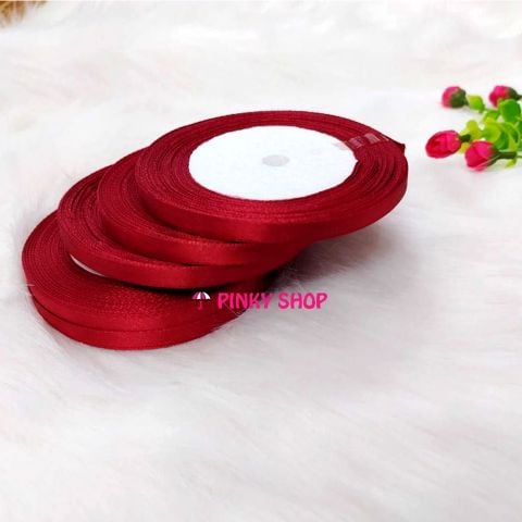 Ruy băng, dây ruy băng lụa trơn Pinky Shop 0.5cm (còn gọi là ruy băng 0.5 phân, 0.5p, có bề rộng 0.5 cm) màu đỏ đô mẫu số 1 Mã RB05LĐĐ1