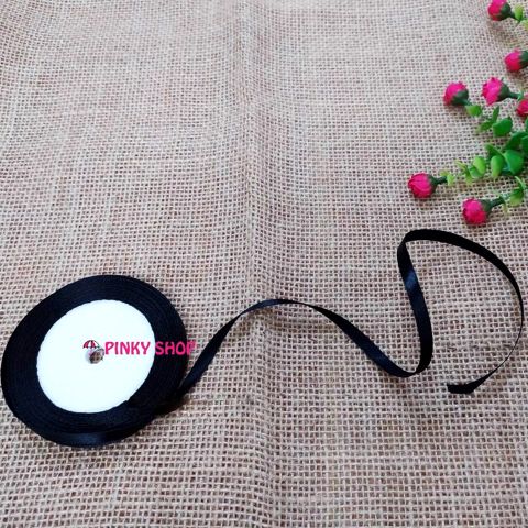 Ruy băng, dây ruy băng lụa trơn Pinky Shop 0.5cm (còn gọi là ruy băng 0.5 phân, 0.5p, có bề rộng 0.5 cm) màu đen mẫu số 1 Mã RB05LĐ1