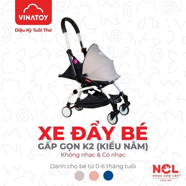  [New] Xe Đẩy Bé Gấp Gọn Nhựa Chợ Lớn K2 - M1912-XĐB 
