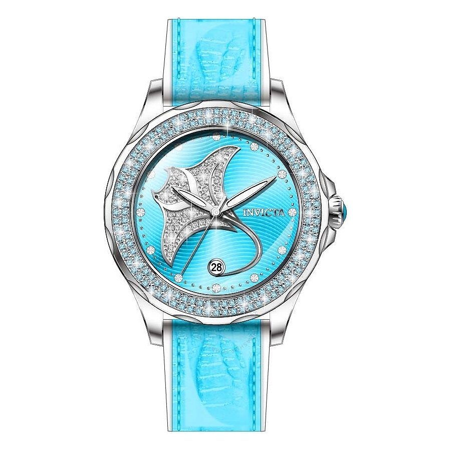 Wildflower Manta Ray Quartz Crystal Blue Dial Ladies Watch 32667