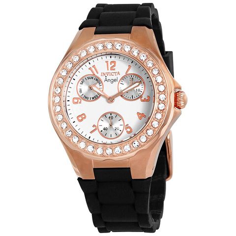 Angel Multi-Function White Dial Black Leather Ladies Watch 1645