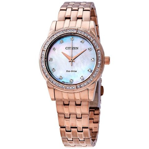 Silhouette Crystal White Mother of Pearl Dial Ladies Watch EM0773-54D
