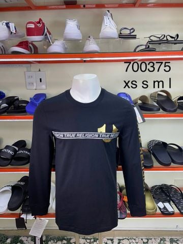 Áo Thun Tay Dài True Religion Đen Chữ Sọc Ngang - New - 700375 - PA04