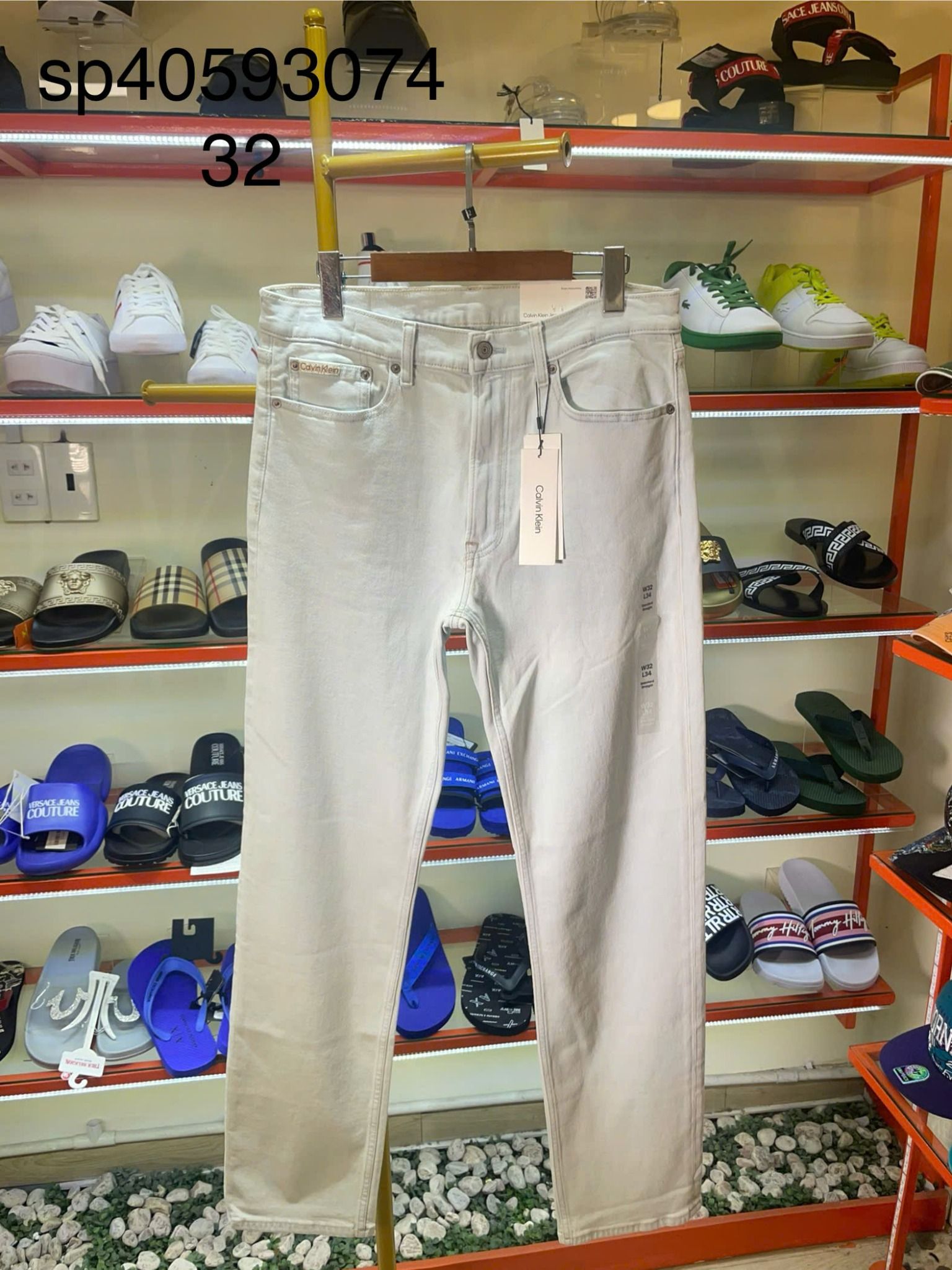 Quần Dài Jeans CK Calvin Klein Xanh Nhạt Standard Straight - New - SP40586874