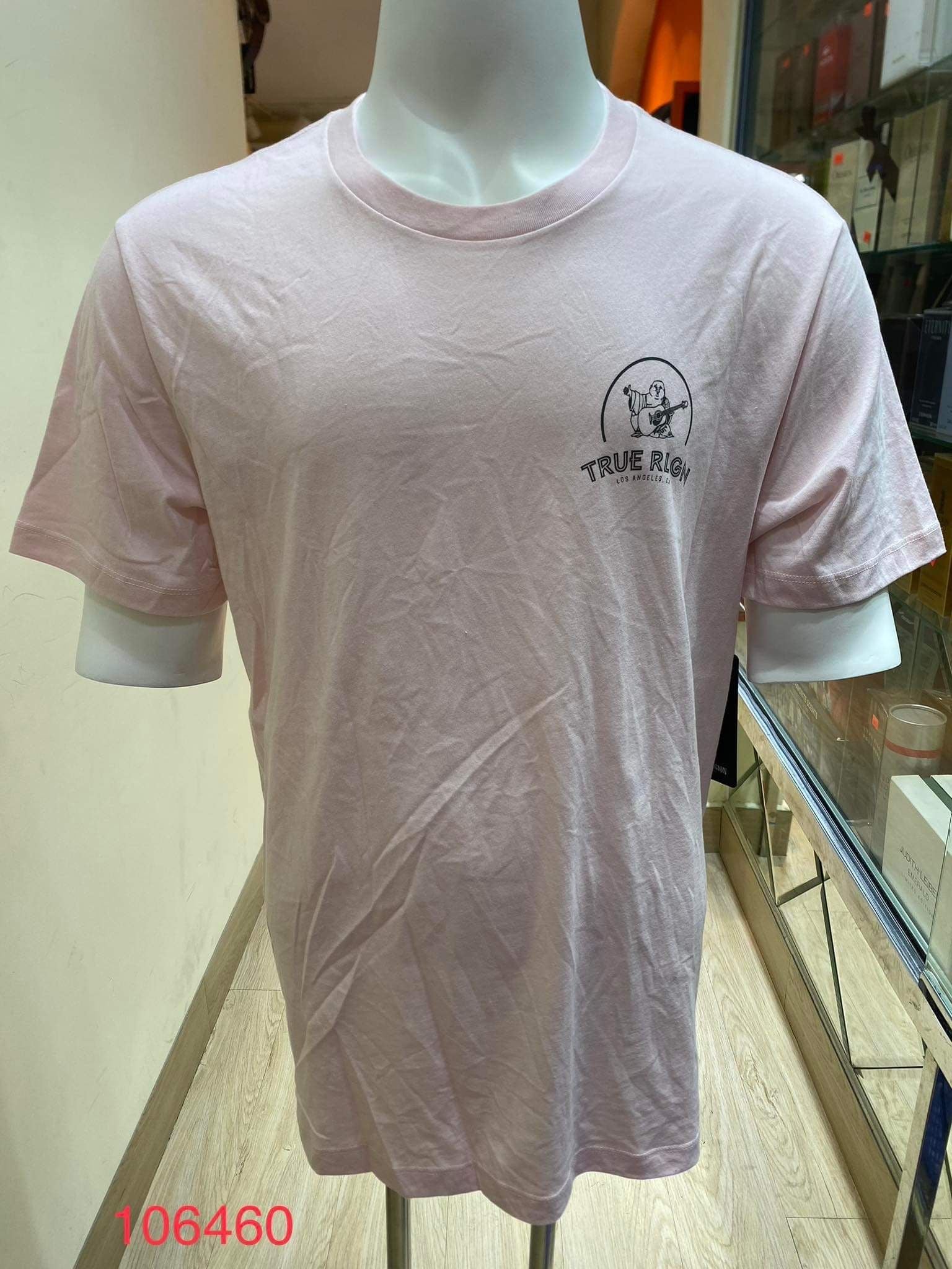 Áo Thun Nam Hồng Phấn Chữ Xám True Religion  - New - 106460