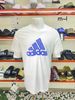 Áo Thun Adidas Trắng Logo Xanh Tím - New - JZ0789 - PB02