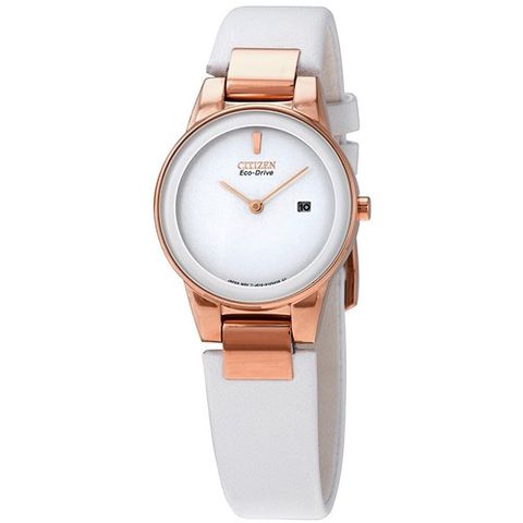 Axiom White Dial White Leather Ladies Watch GA1053-01A