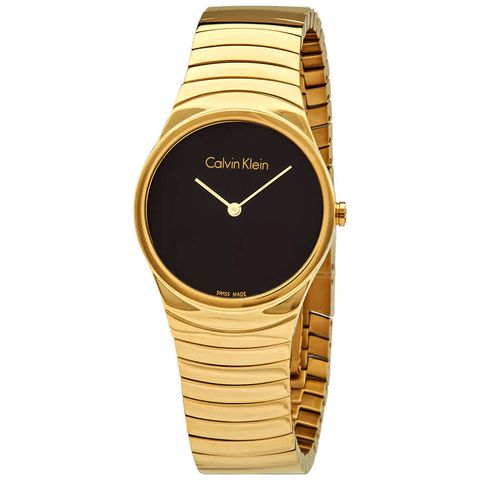 Whirl Black Dial Ladies Gold-tone Watch K8A23541