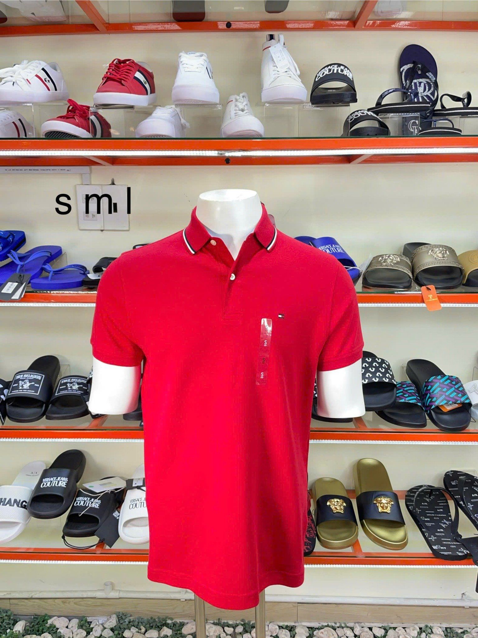 Áo Polo Tommy Hilfiger Đỏ Cổ Viền Xanh Trắng - New - XM03612 600 XLG - TA02