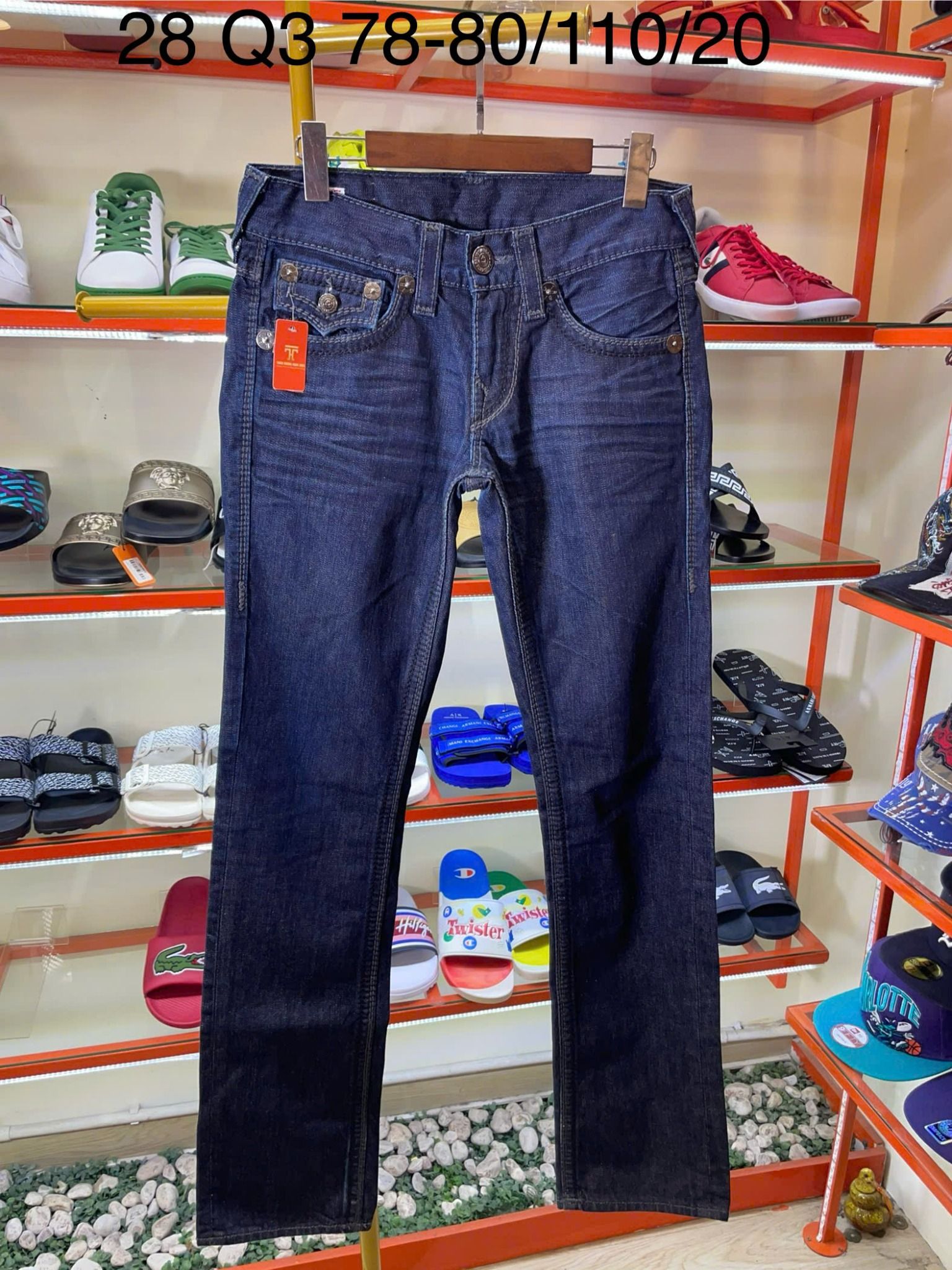 Quần Dài Jeans True Religion Xanh Đen Chỉ Xám - Like New - Q3