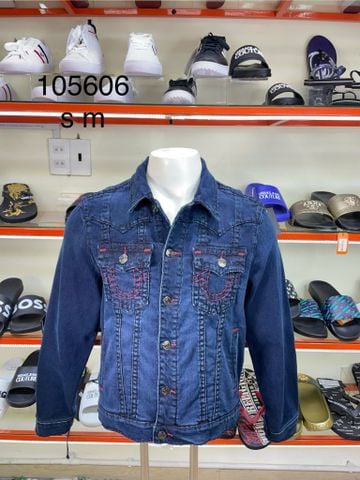 Áo khoác Jeans Xanh Đen Chỉ Hồng True Religion - New - 105606 - TA04