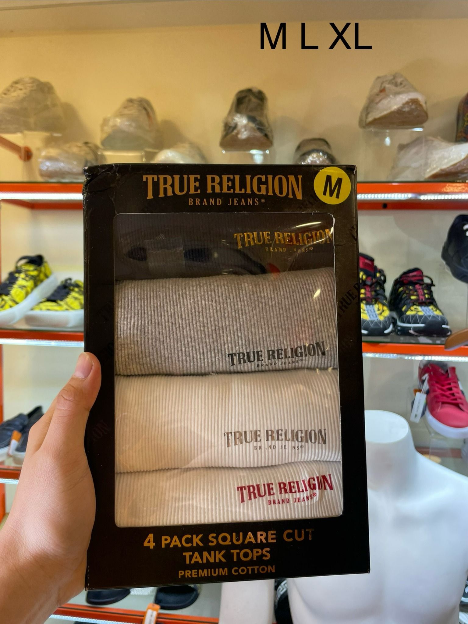 Set 4 Áo Lót Ba Lỗ True Religion Trắng - Xám - Đen - New - 4MU689TR8