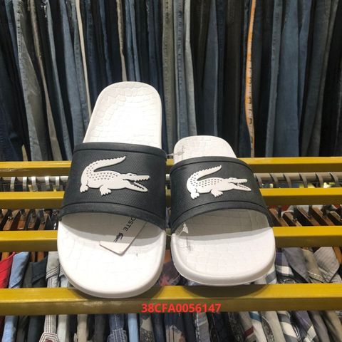 Dép Đen Cá Xấu Trắng Lacoste -  New - 7-38CFA0056147