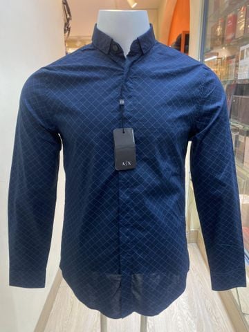 Áo Sơ Mi Tay Dài A/X Armani Exchange Xanh Caro - New - 3KZC25 ZNEAZ - GE03