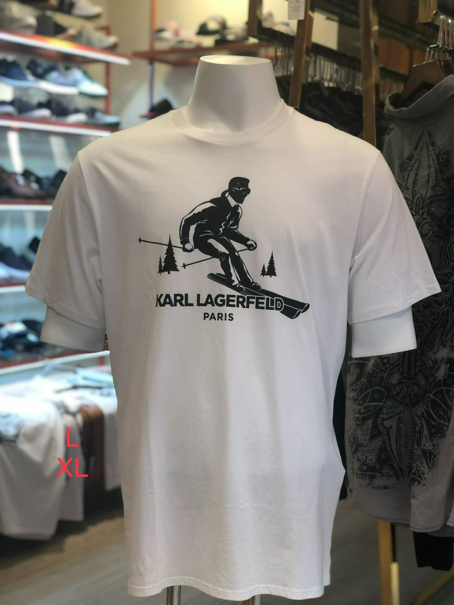 Áo Thun Karl lagerfeld Trắng Hình Đen - New - LM1G2196