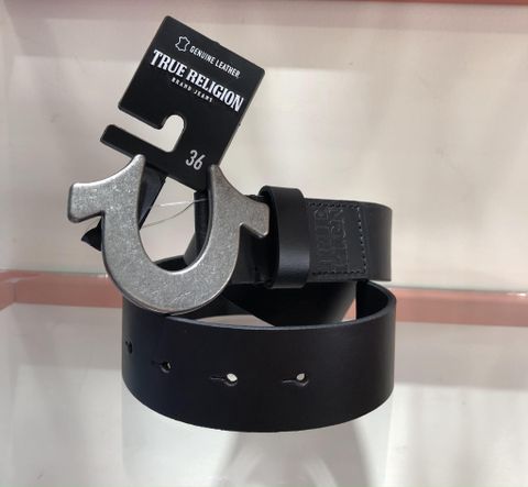 Dây Nịt True Religion Đen Mặt Bạc - New - TR302130