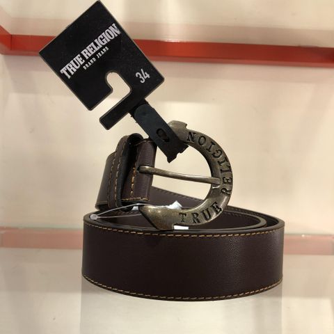 Dây Nịt True Religion Nâu Mặt Đồng - New - TR301009
