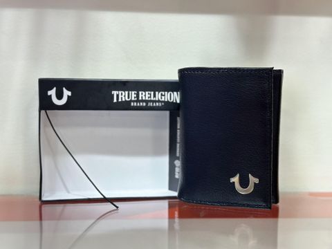 Ví Nam  Đen Dọc Logo Bạc True Religion - New - TR201014