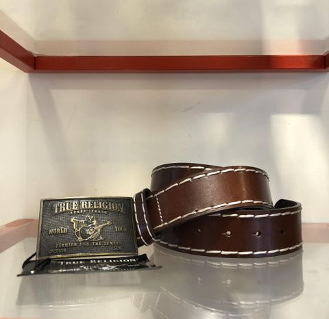 Dây Nịt True Religion Nâu Mặt Hình Chữ Nhật - New - TR300895
